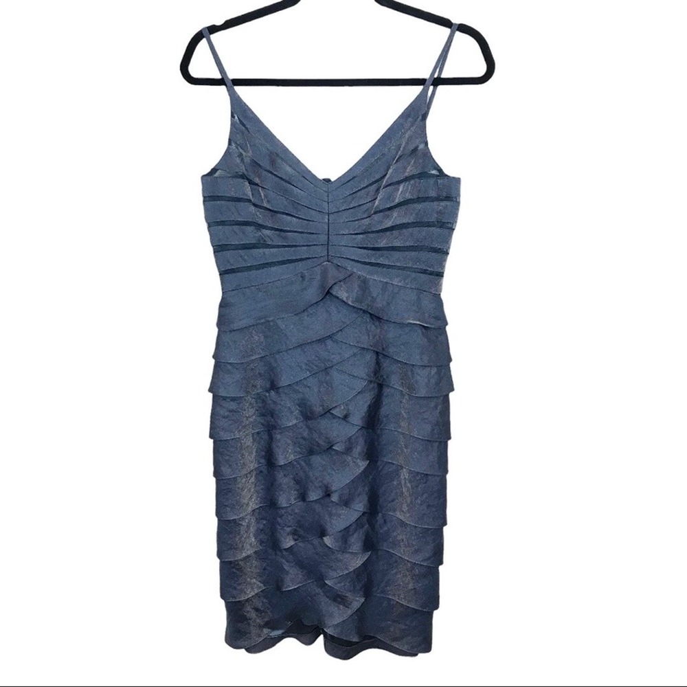 Adrianna Papell Occasions Tiered Ruffle Evening Cocktail Dress Sz 4 - Picture 4 of 13